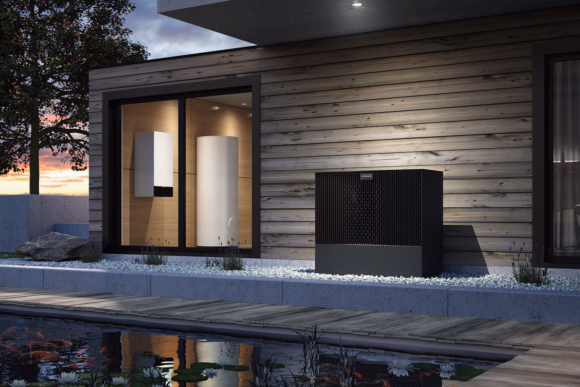 Hibridna toplotna pumpa, spoljašnja i unutrašnja jedinica.